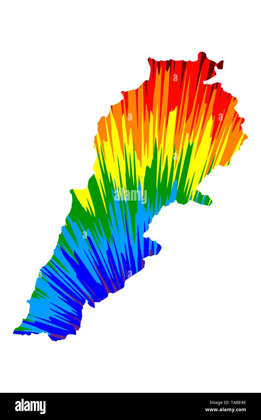Libano - Mappa è progettato rainbow abstract pattern colorati, Repubblica libanese mappa fatta di esplosione di colori, Illustrazione Vettoriale
