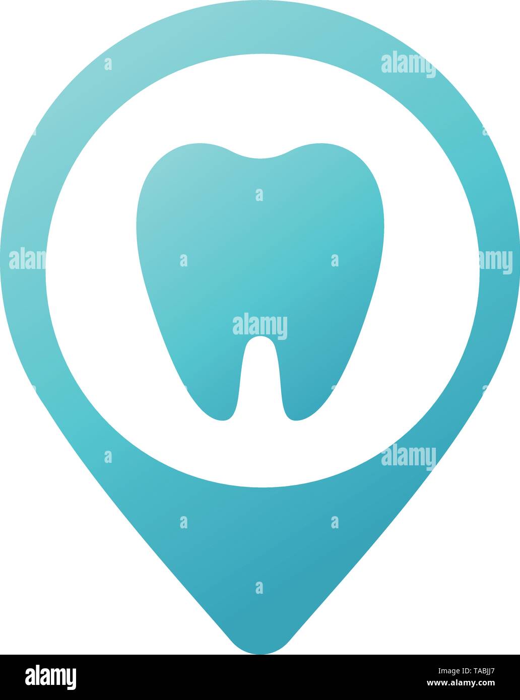 Semplice icona blu della clinica dentale isolato su bianco. Trend logotipo moderno o graphic design emblema. concetto di indirizzo cercatore di mappatura e di individuare di Illustrazione Vettoriale