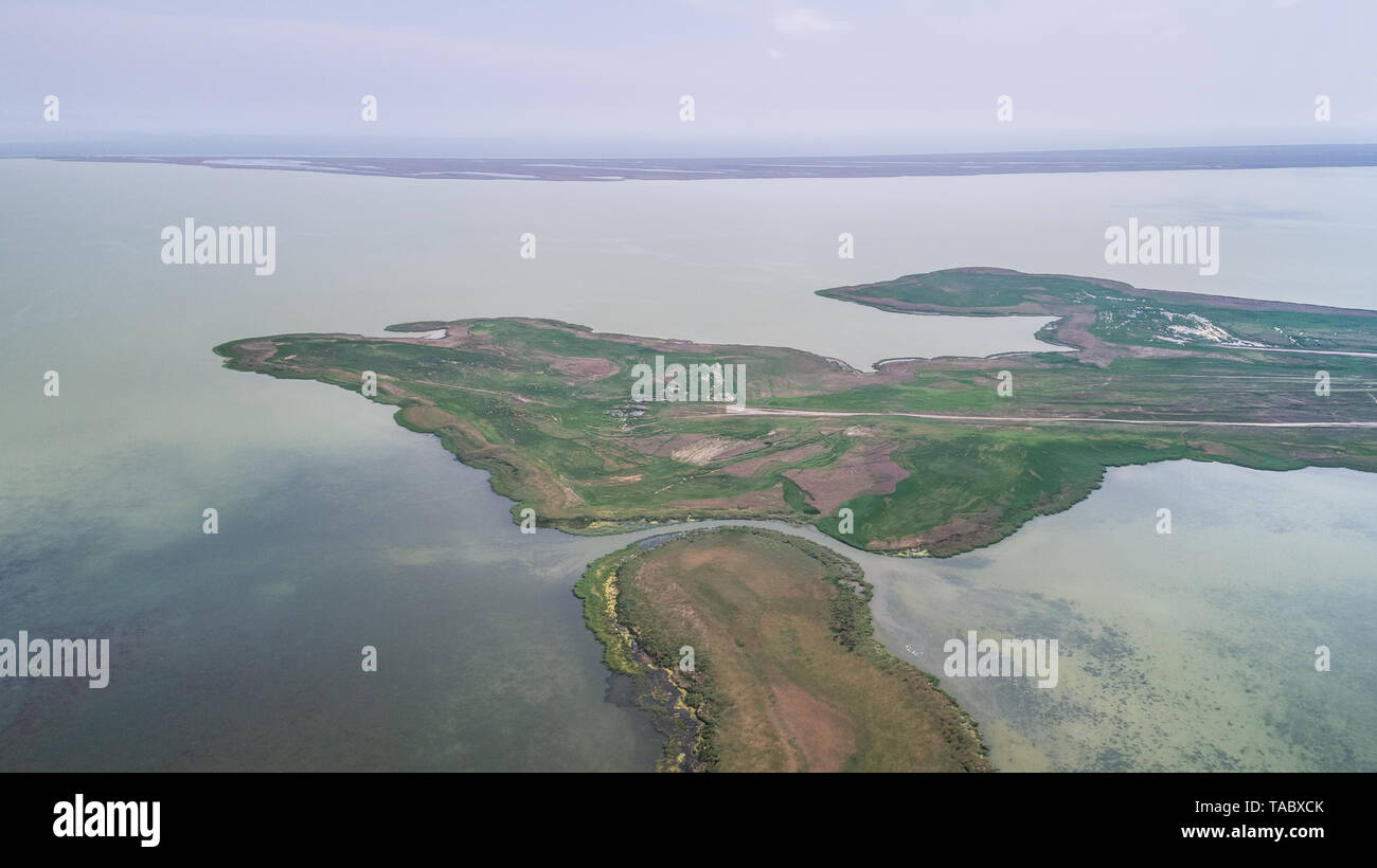 Vista aerea del Delta del Danubio, Romania, Europa Foto Stock