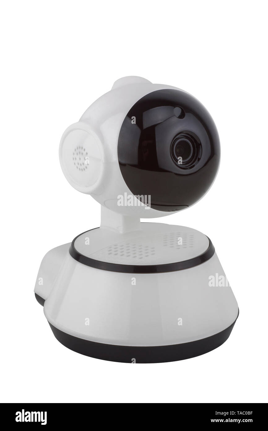 Wifi IP videocamera di sicurezza isolati su sfondo bianco Foto Stock