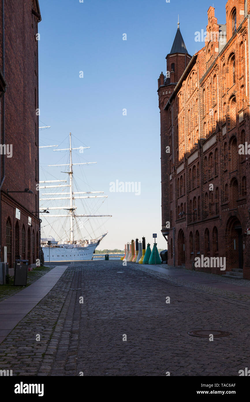 Germania, Meclemburgo-Pomerania, Stralsund, Porto, addestramento alla vela di nave Gorch Fock, nave museo Foto Stock