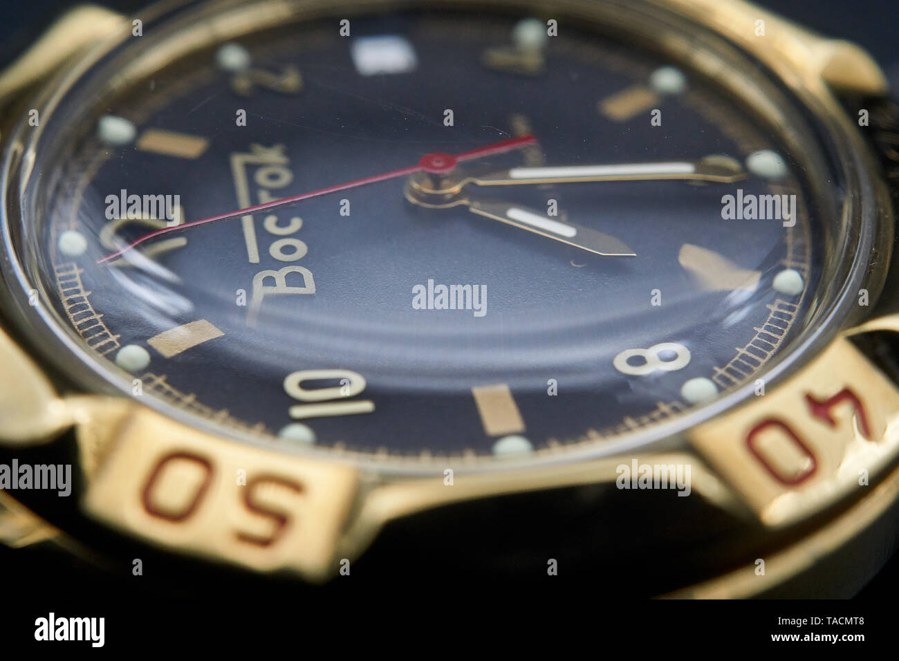 Fotografie di dettaglio di un vostock komanderski watch Foto Stock