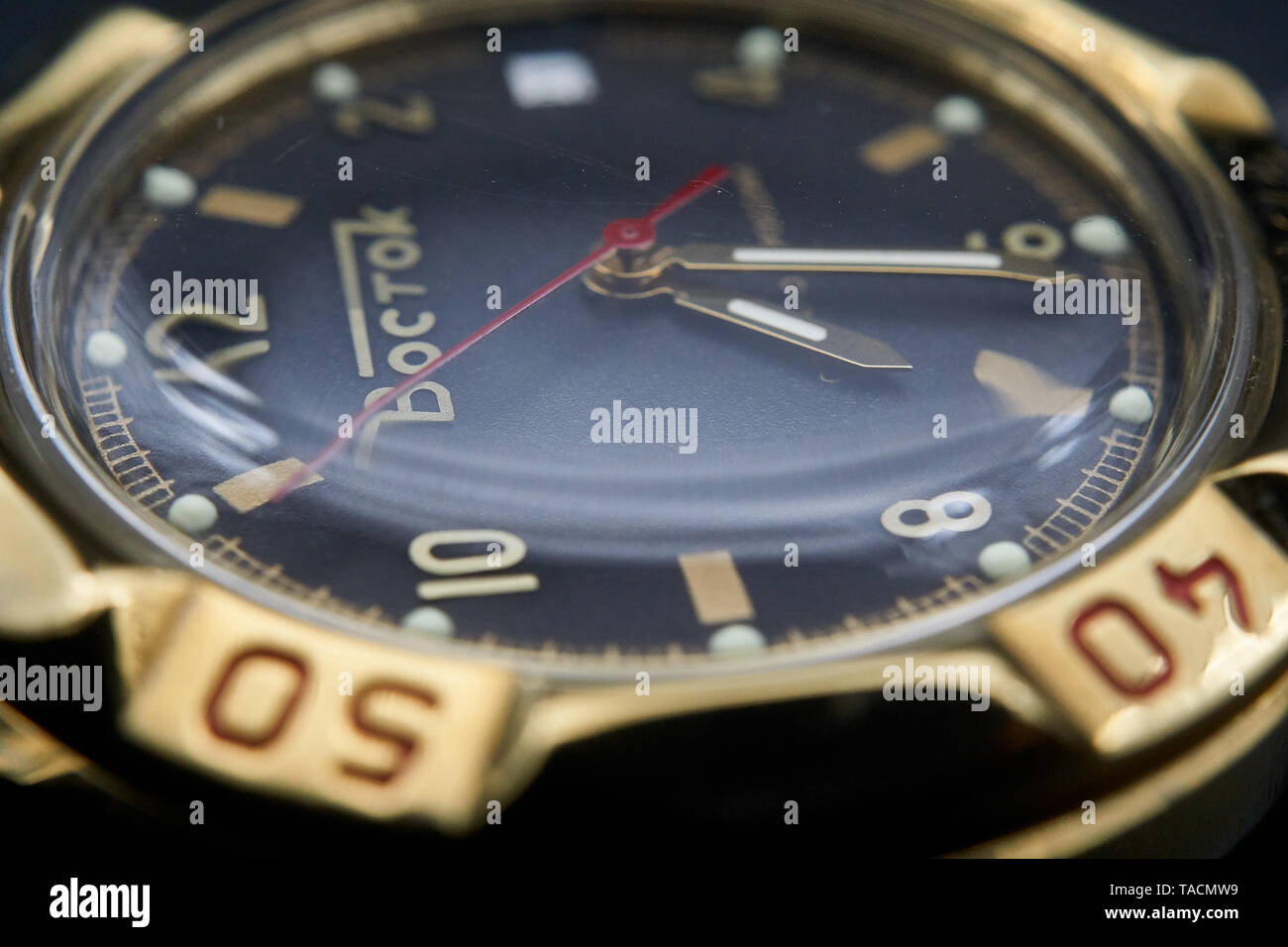 Fotografie di dettaglio di un vostock komanderski watch Foto Stock