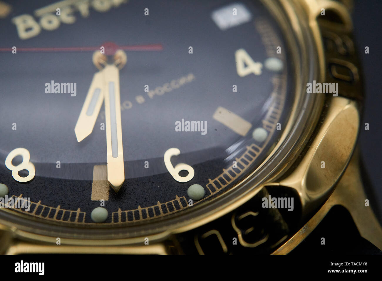 Fotografie di dettaglio di un vostock komanderski watch Foto Stock