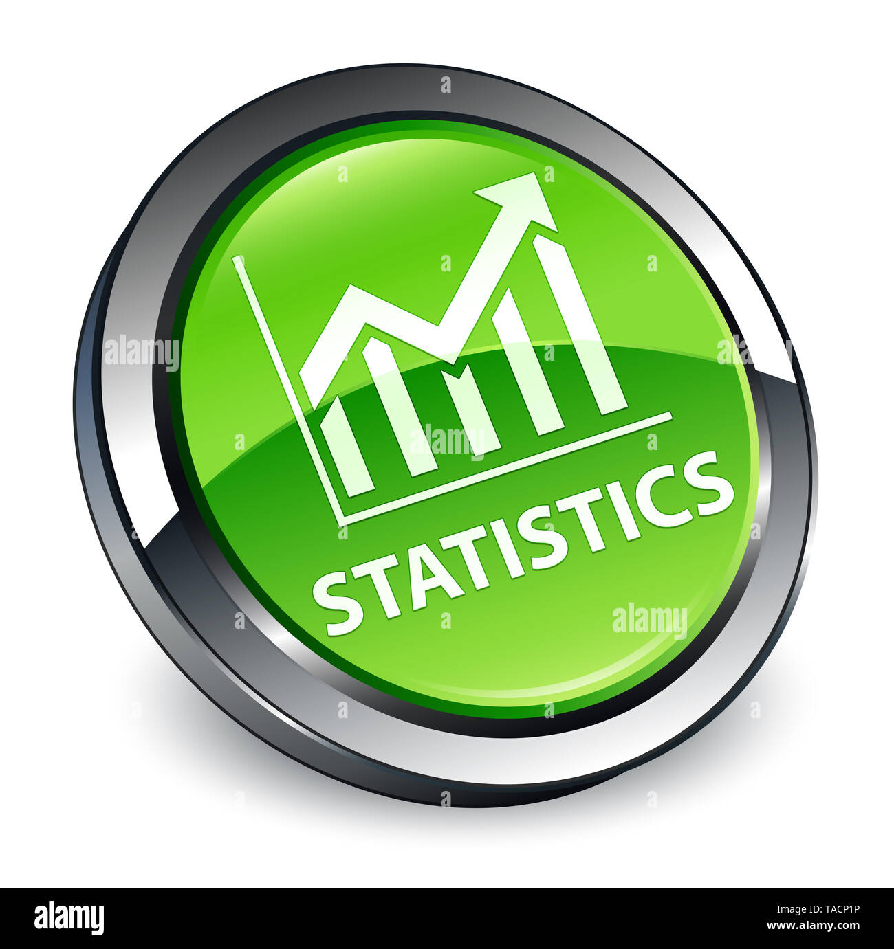 Statistiche isolati su 3d verde pulsante rotondo illustrazione astratta Foto Stock