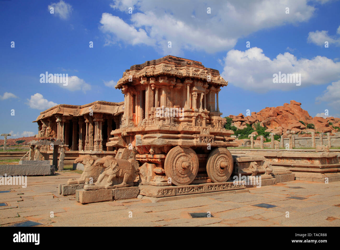 Carro di pietra garuda hampi, Vijayanagar, Karnataka, India, Asia Foto Stock