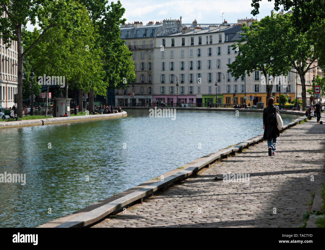 Canal St Martin, Parigi, Francia Foto Stock