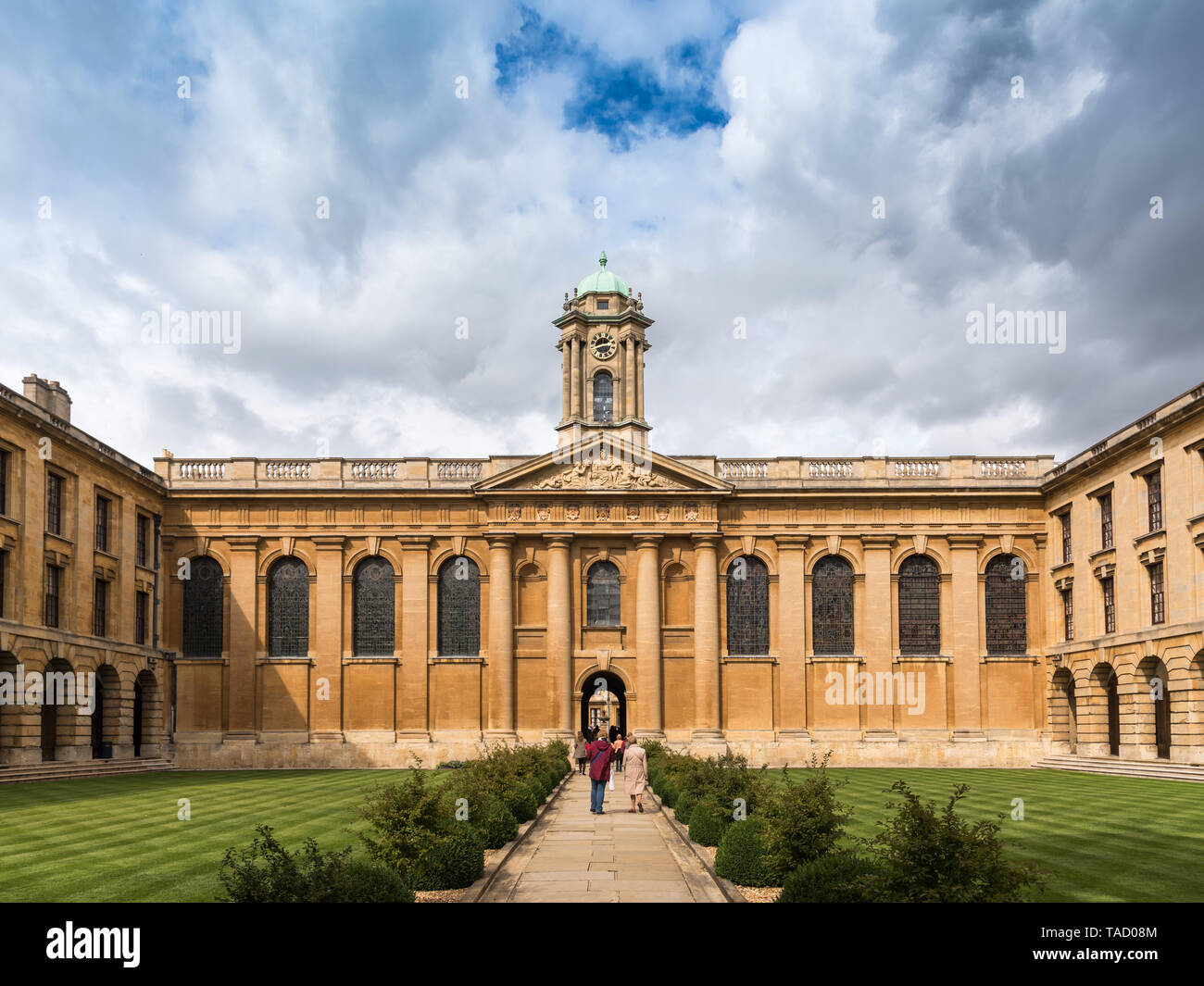 Queen's College Quad anteriore, Oxford University, Regno Unito Foto Stock