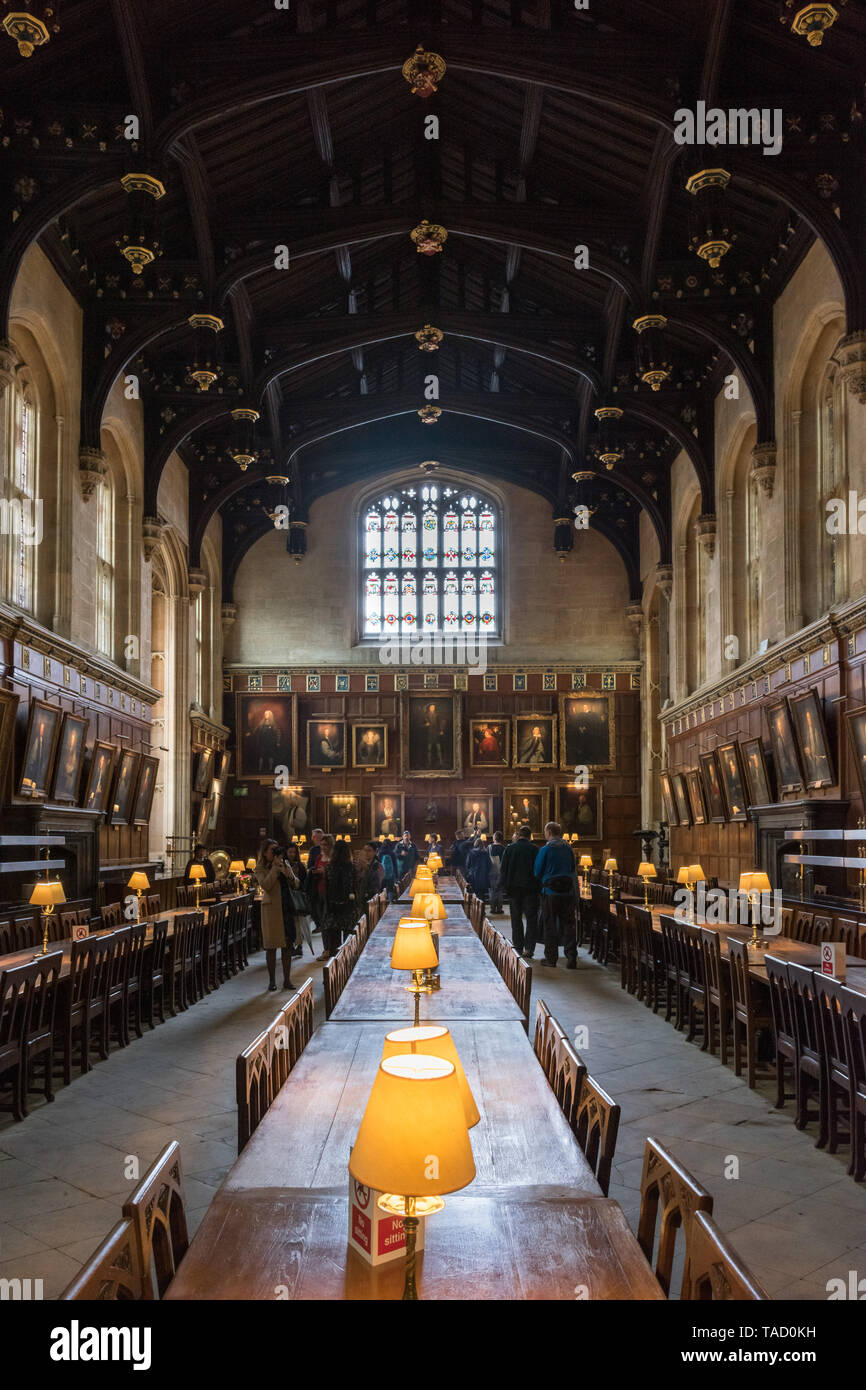 La sala grande, la Chiesa di Cristo, Oxford University, Regno Unito Foto Stock