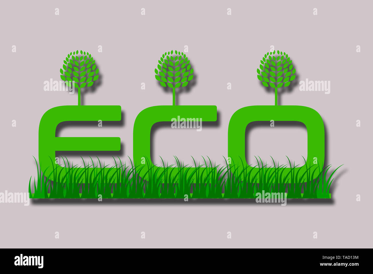Illustrazione Design di Word ECO con ambiente ecologico. Foto Stock