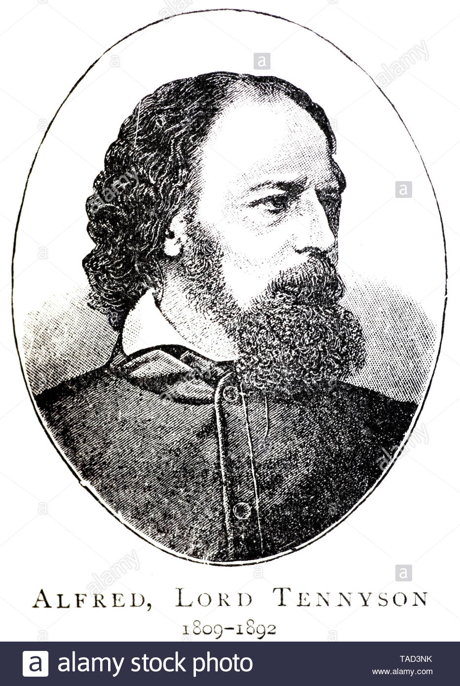 Alfred Tennyson ritratto, primo Baron Tennyson,1809 - 1892, fu un poeta britannico Foto Stock