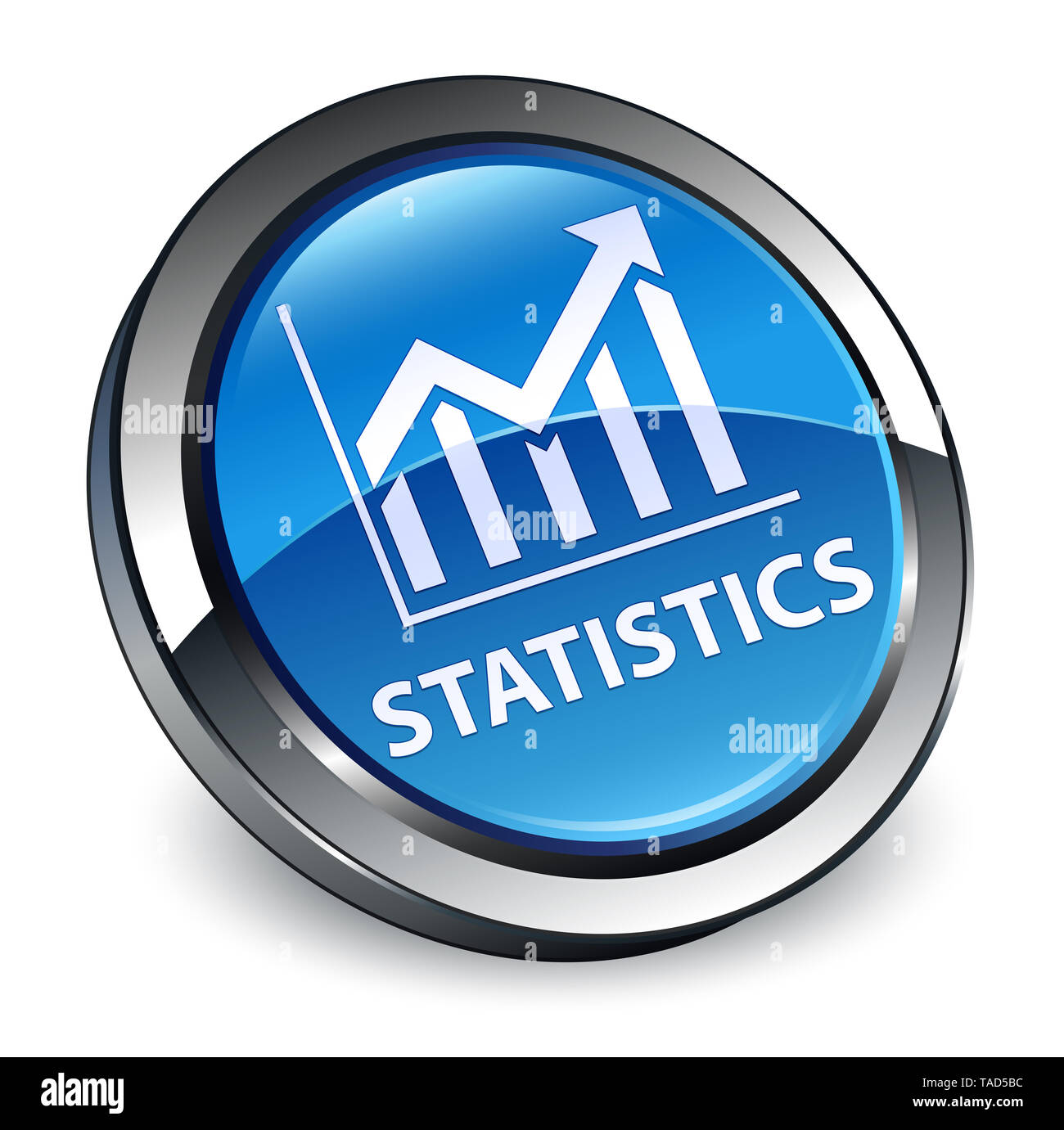 Statistiche isolati su 3d blu pulsante rotondo illustrazione astratta Foto Stock