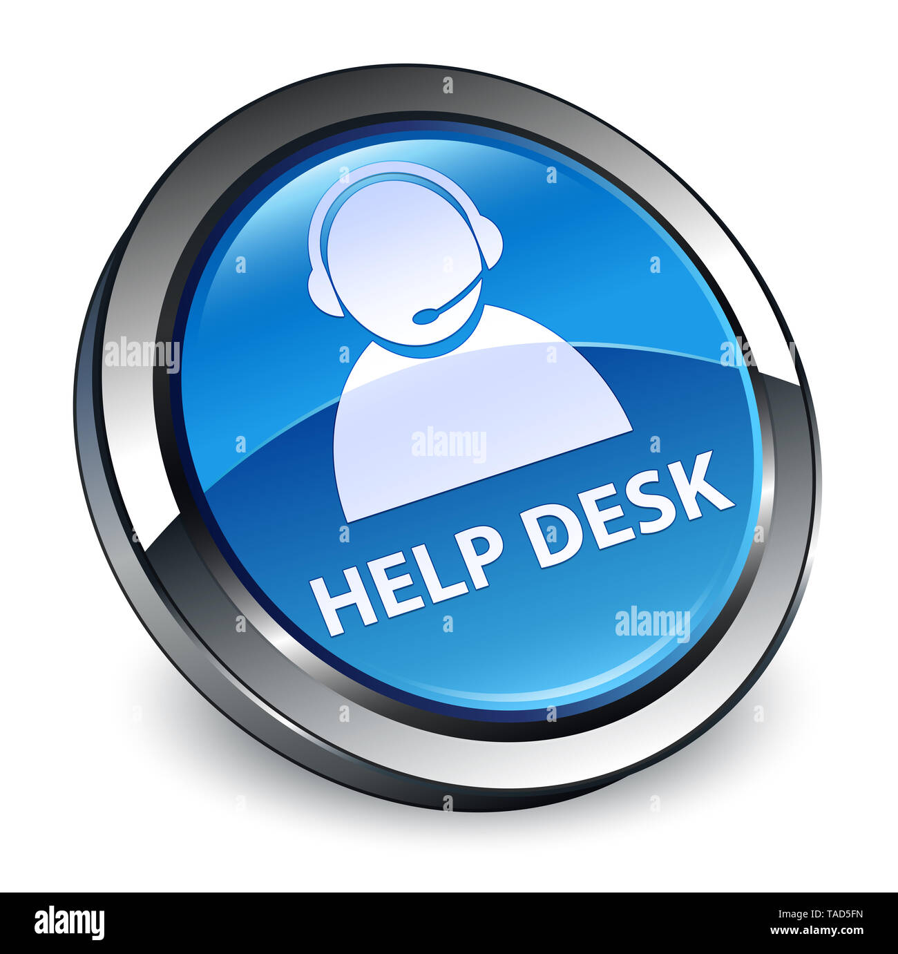 Help desk (customer care icona) isolati su 3d blu pulsante rotondo illustrazione astratta Foto Stock