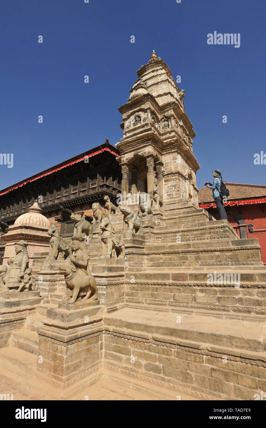 Siddhi Lakshmi Mandir (Lohan Dega, tempio di pietra), Durbar Square, Bhaktapur, Valle di Kathmandu, Nepal Foto Stock