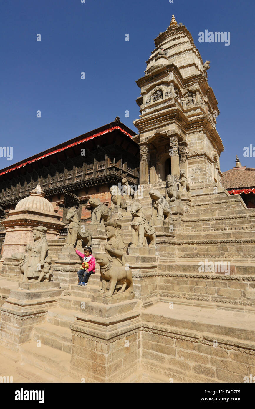 Siddhi Lakshmi Mandir (Lohan Dega, tempio di pietra), Durbar Square, Bhaktapur, Valle di Kathmandu, Nepal Foto Stock