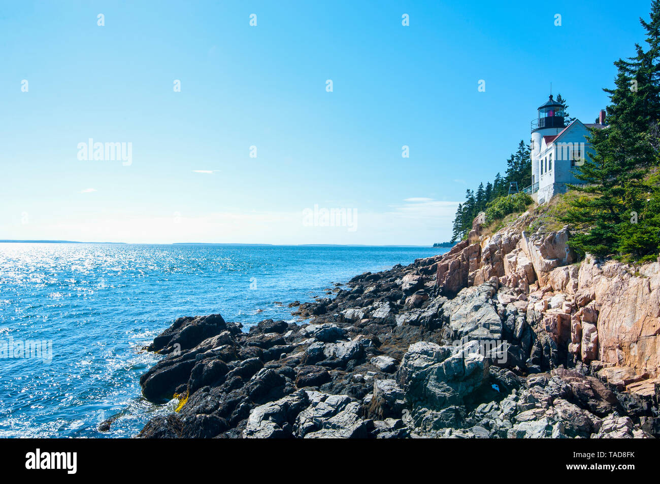 Stati Uniti d'America, Maine, Porto basso luce di testa, Parco Nazionale di Acadia, Maine Foto Stock