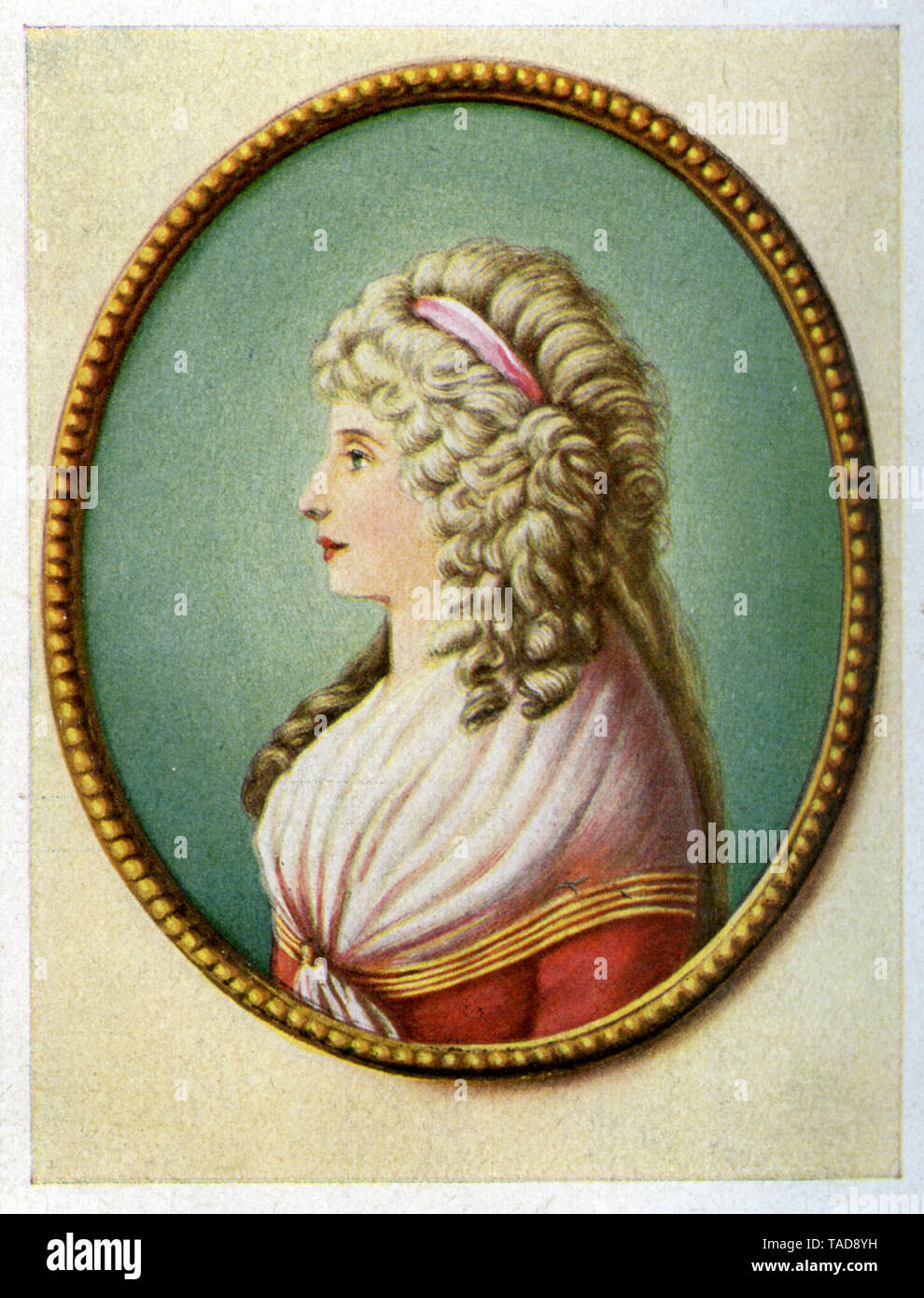 Charlotte von Stein (1742-1827). Dama di corte della duchessa Anna Amalia e chiudere confidente della duchessa Luise von Sachsen-Weimar-Eisenach, amico di Johann Wolfgang von Goethe, Johann Gottfried e Friedrich von Schiller. Dopo una miniatura dopo l'argento in miniatura della penna da Stock di Dora in una collezione di album del 1922 , (raccolta di album fotografici, 1933) Foto Stock