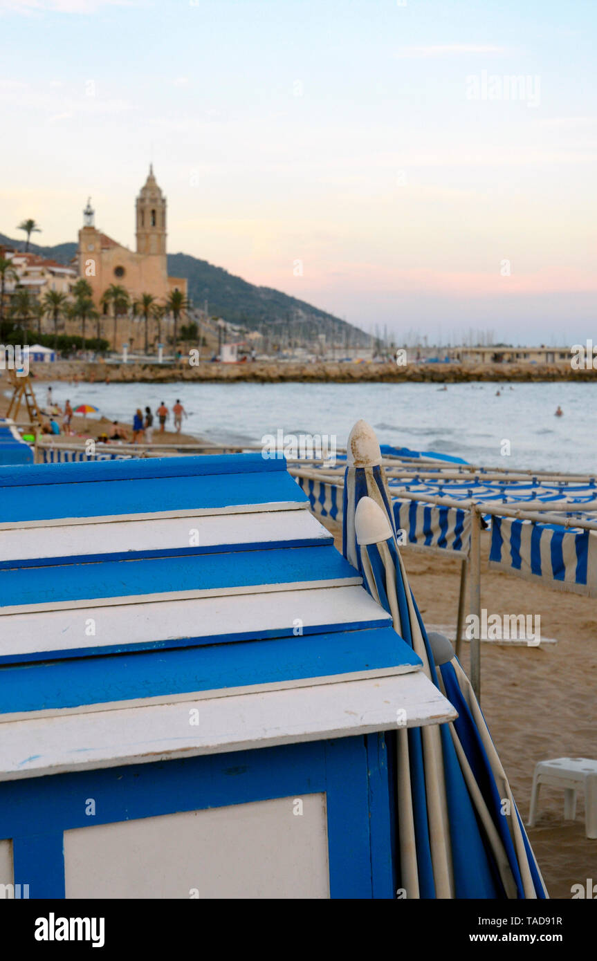 Sitges Beach, Barcellona, Catalogna, Spagna Foto Stock