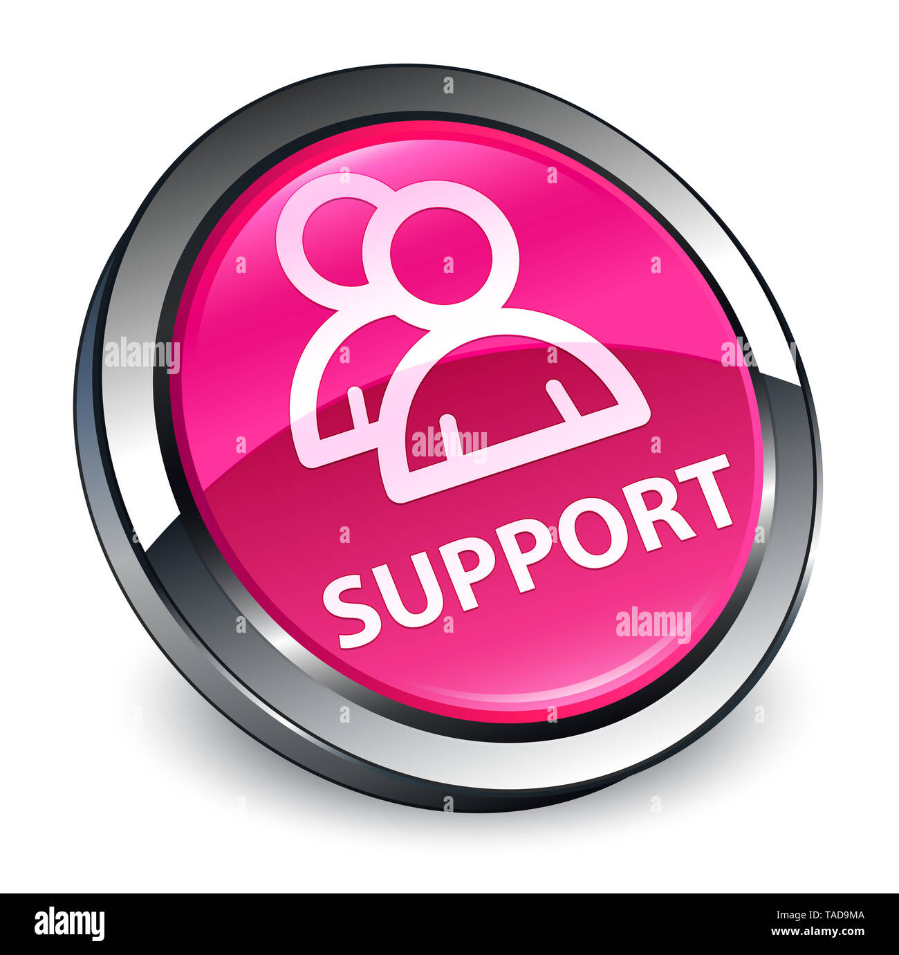 Supporto (icona di gruppo) isolati su 3d rosa pulsante rotondo illustrazione astratta Foto Stock