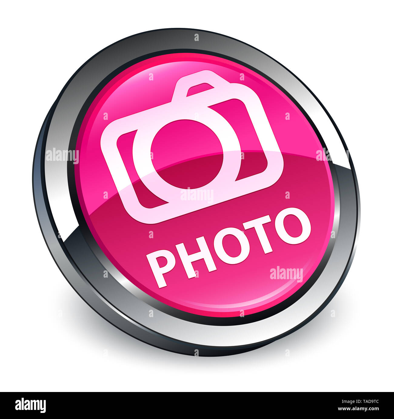 Foto (icona della fotocamera) isolati su 3d rosa pulsante rotondo illustrazione astratta Foto Stock