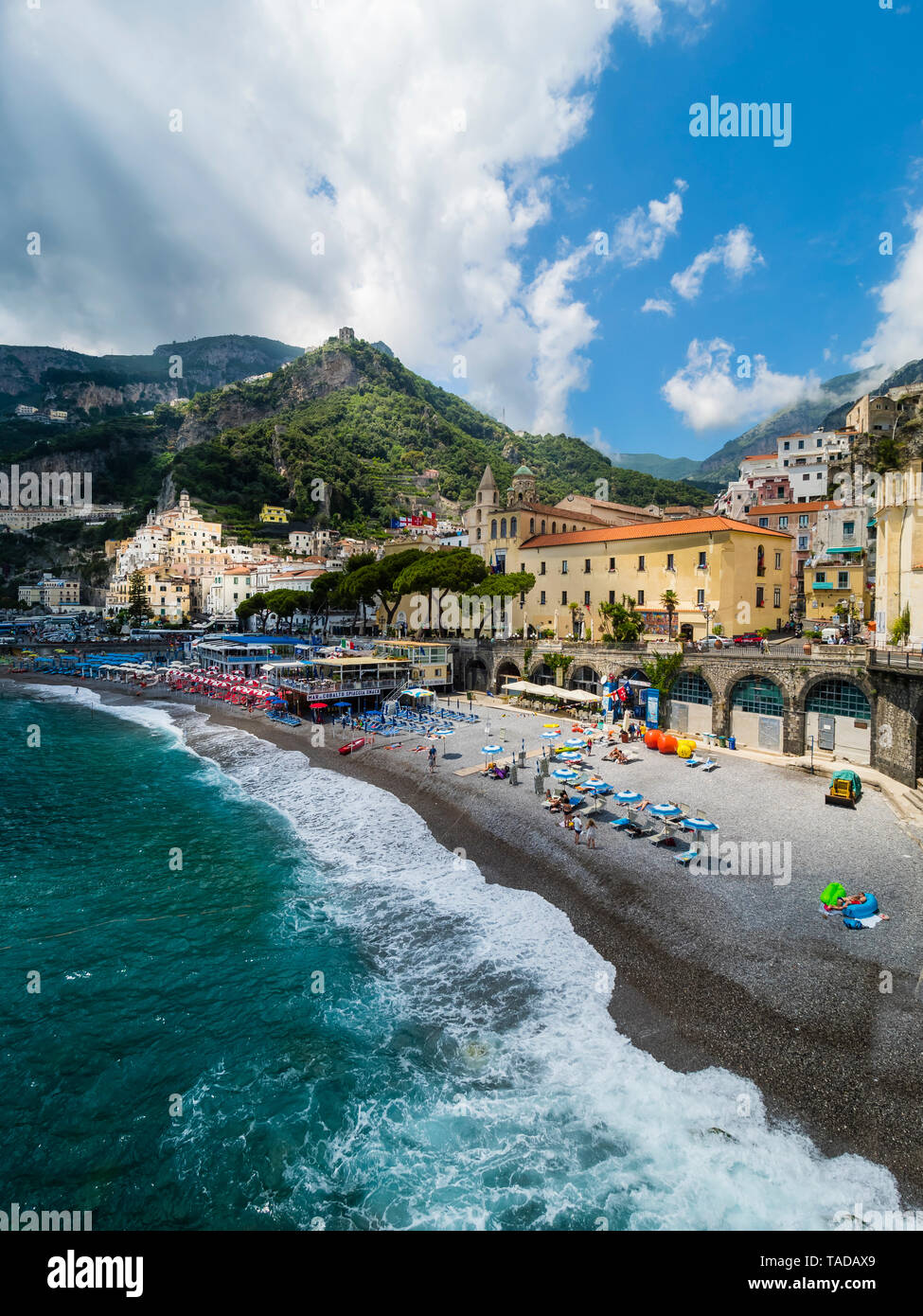 L'Italia, Campania, penisola sorrentina e costiera amalfitana, con Amalfi cattedrale Foto Stock