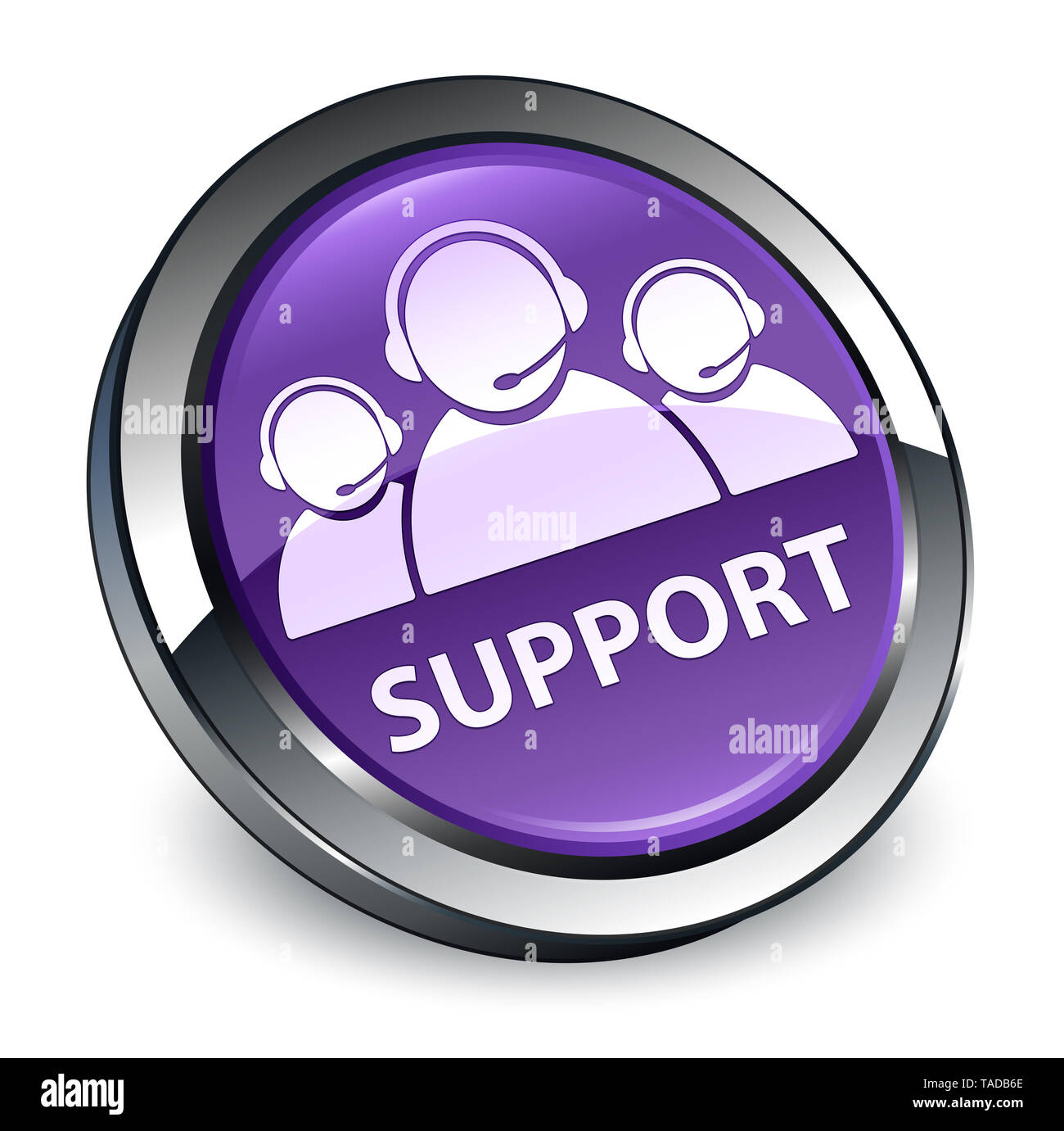 Supporto (customer care team icona) isolati su 3d viola pulsante rotondo illustrazione astratta Foto Stock