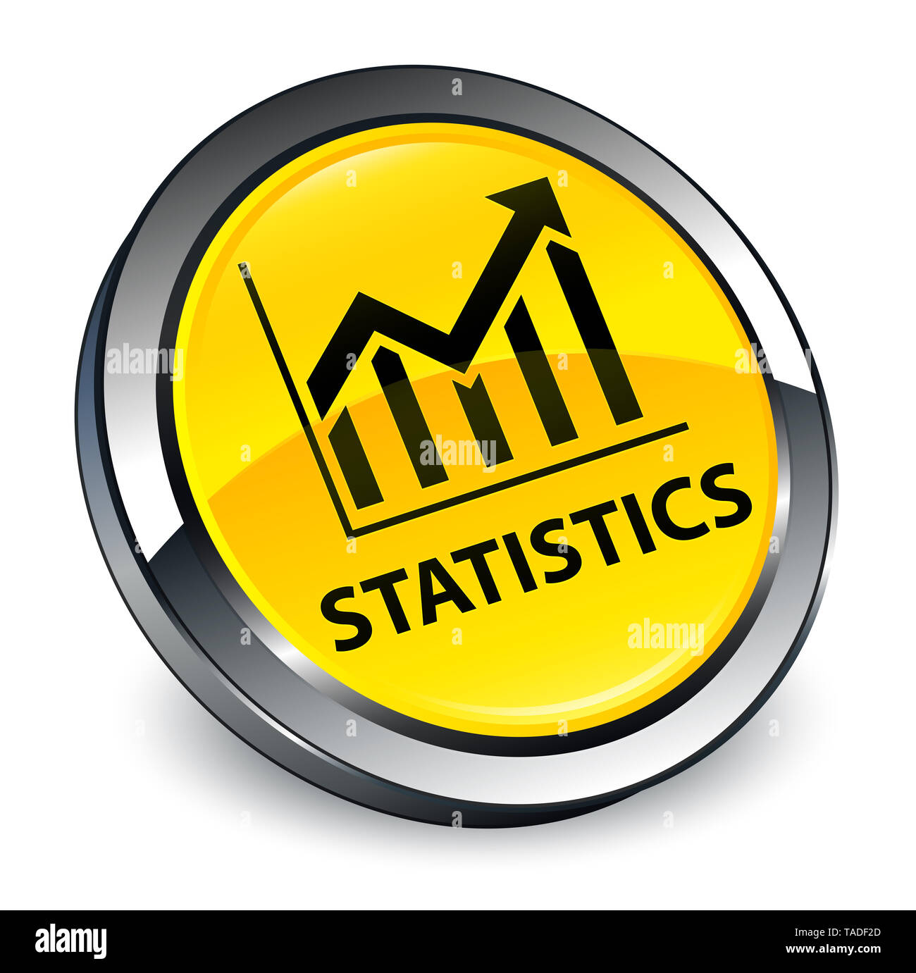 Statistiche isolati su 3d giallo pulsante rotondo illustrazione astratta Foto Stock