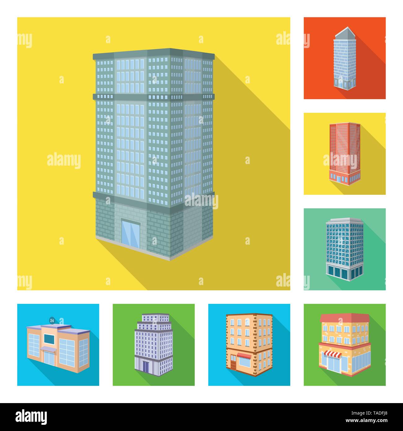Illustrazione Vettoriale di costruzione ed edificio simbolo. Set di costruzione e la station wagon simbolo azionario per il web. Illustrazione Vettoriale