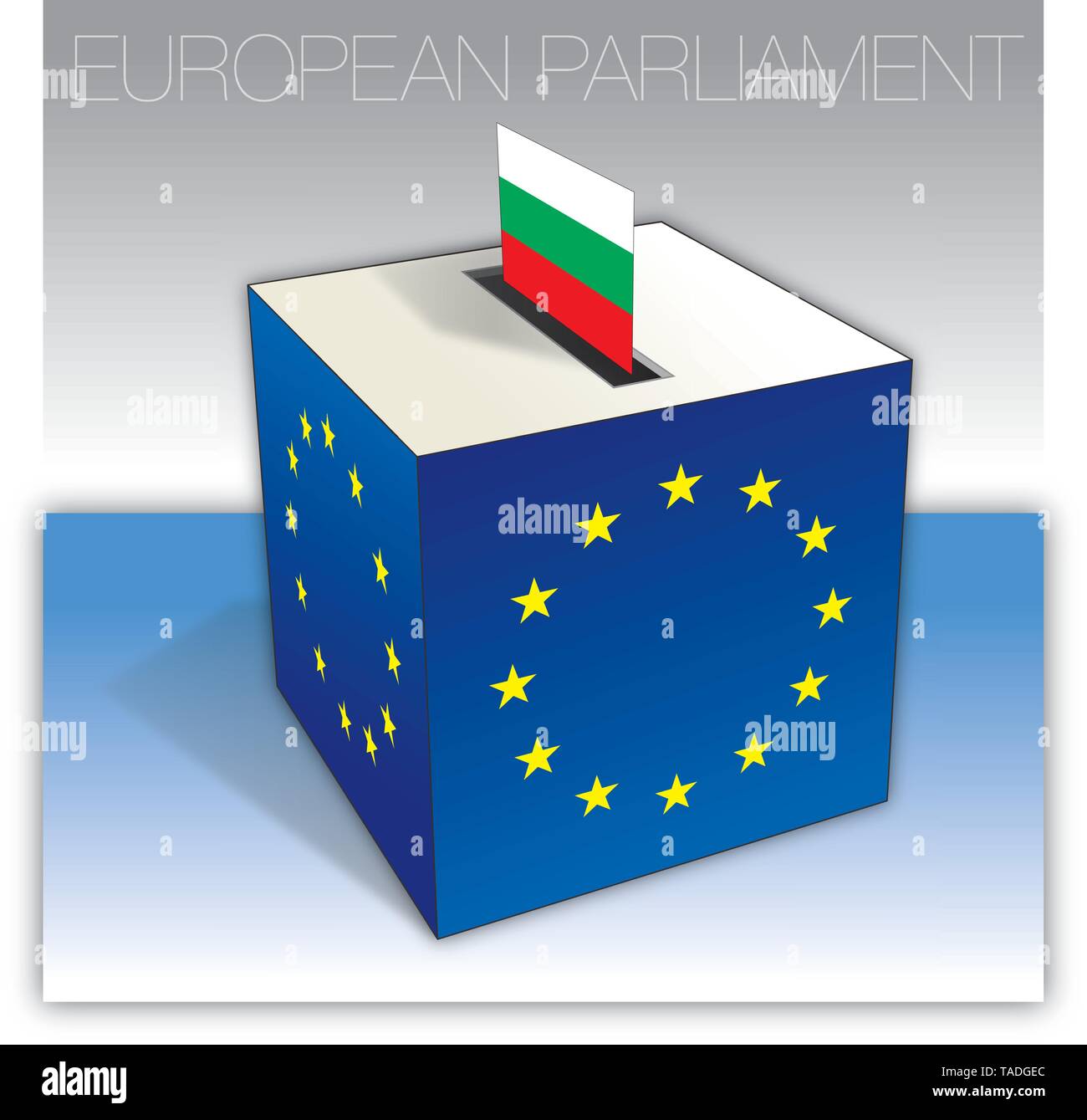 La Bulgaria casella di voto, elezioni del Parlamento europeo, la bandiera e simboli nazionali, illustrazione vettoriale Illustrazione Vettoriale