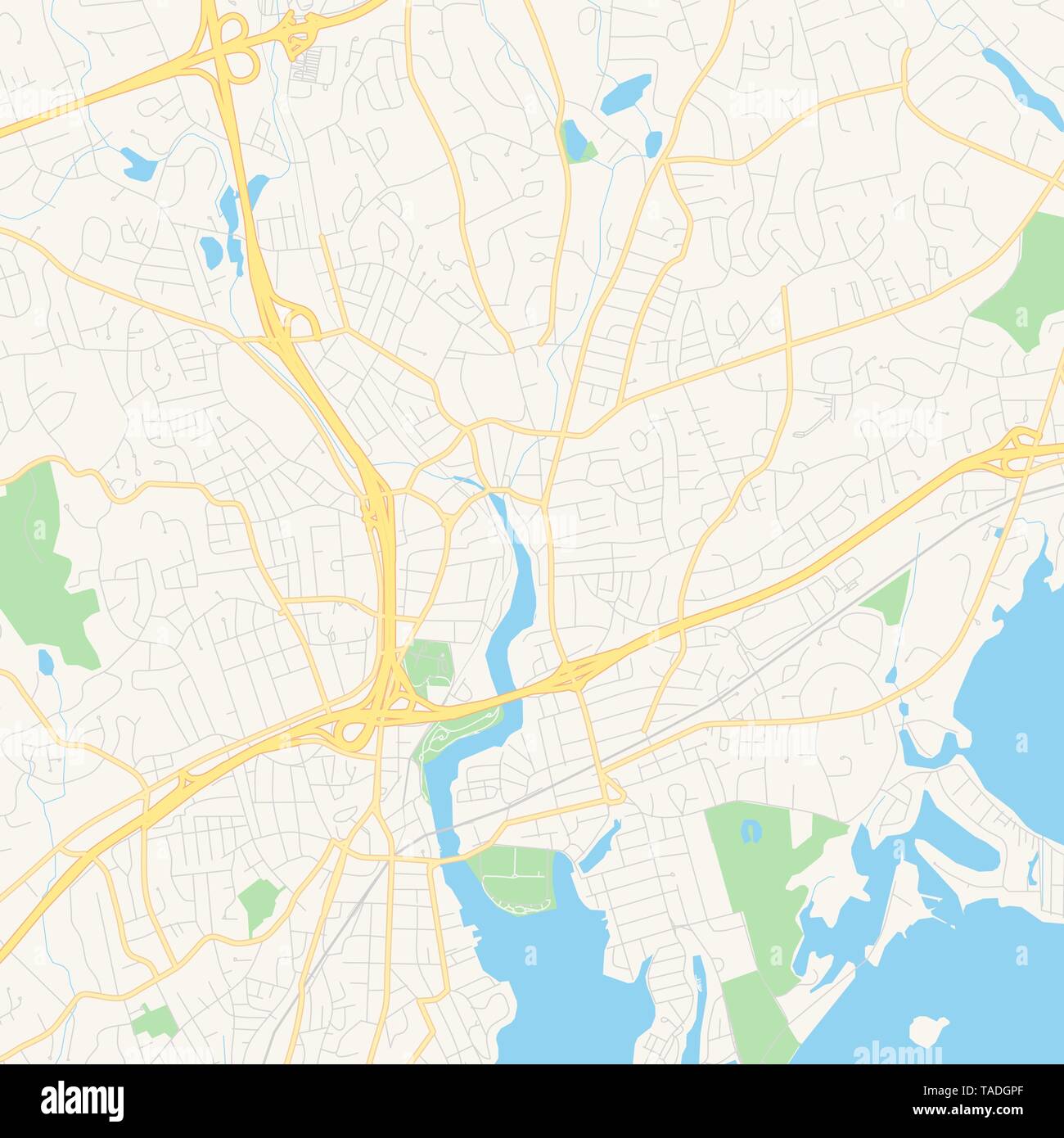 Il vettore vuoto mappa di Norwalk, Connecticut, USA, mappa stradale