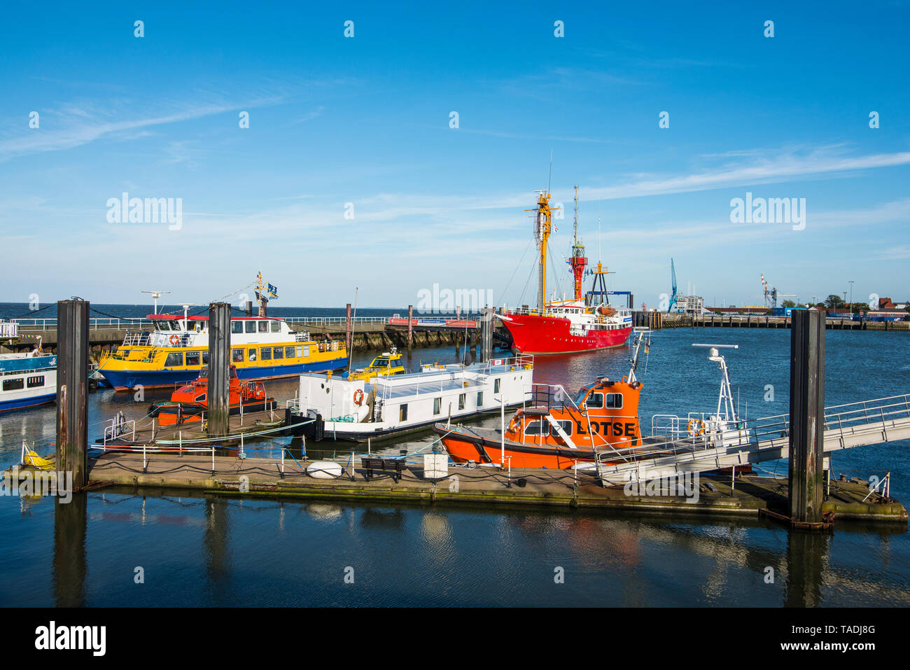 Germania, Cuxhaven, pesca barche nel porto Foto Stock