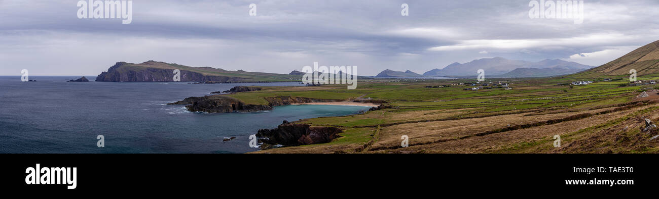 Panorama della penisola di Dingle sulla costa occidentale dell'Irlanda, parte del selvaggio modo atlantico Foto Stock