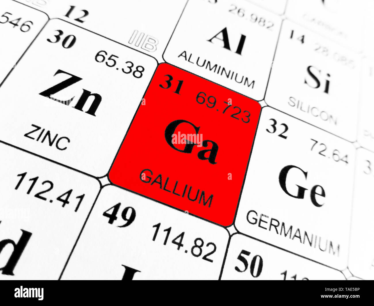 Gallio sulla tavola periodica degli elementi Foto Stock
