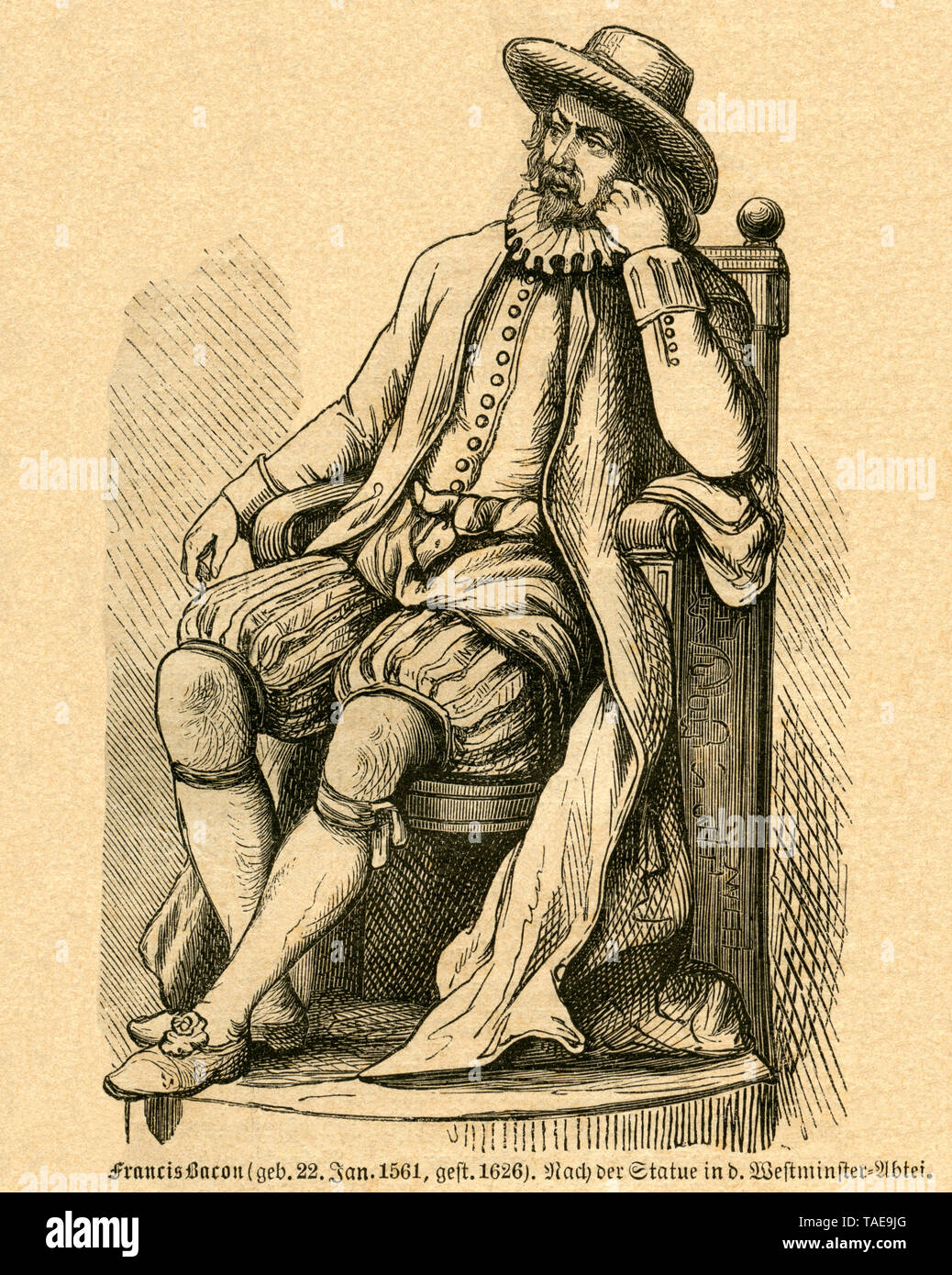 Europa, Großbritannien, Inghilterra, Londra, Francis Bacon , nach einer statua in der Westminster Abtei, illustrazione aus : ' Illustrirtes Konversations-L Foto Stock