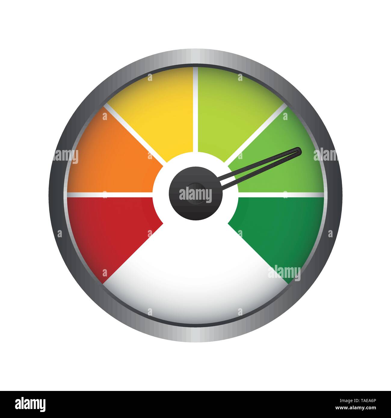 Set di misurazione icone vettoriali - 6 segmenti - tachimetro - Facile normale disco Illustrazione Vettoriale