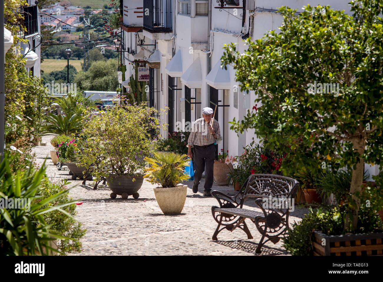 Jimena de la Frontera borgo della provincia di Cadice, Andalusia, Spagna. Foto Stock