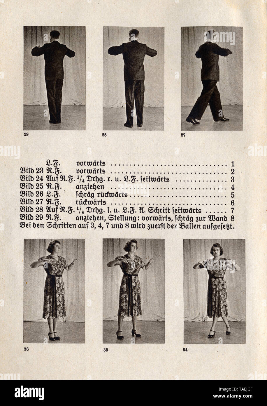 Anleitung zum Marschtanz, eine Seite aus dem deutschen Buch 'Der Tanz im Selbstunterricht, Rudolph'sche Verlagsbuchhandlung, Dresda', 1941 Foto Stock