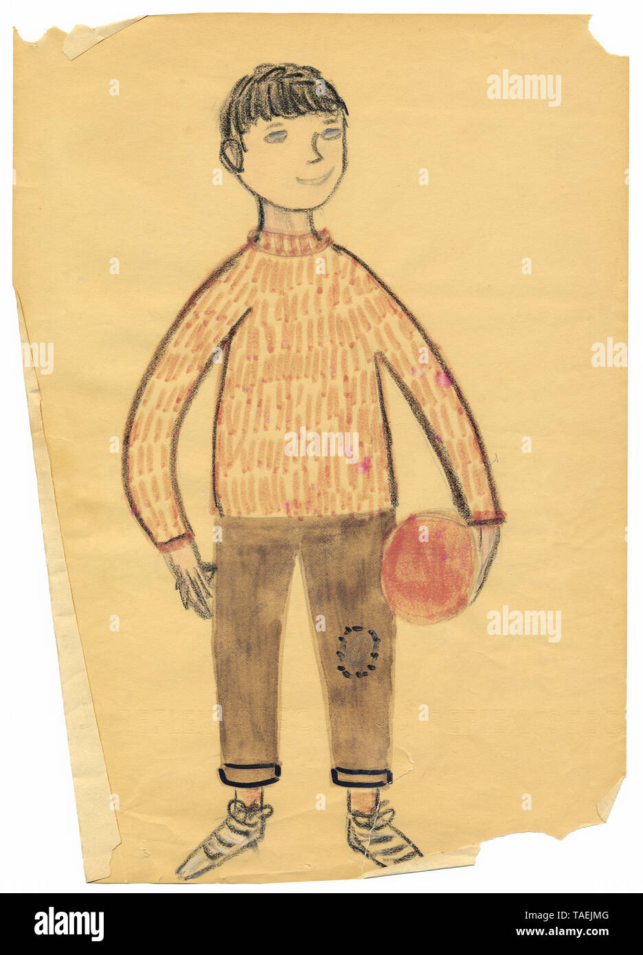 Disegno di un ragazzo, di disegno per bambini, circa 1920, Germania, Europa Kinderzeichnung, ca. 1920, Deutschland Foto Stock