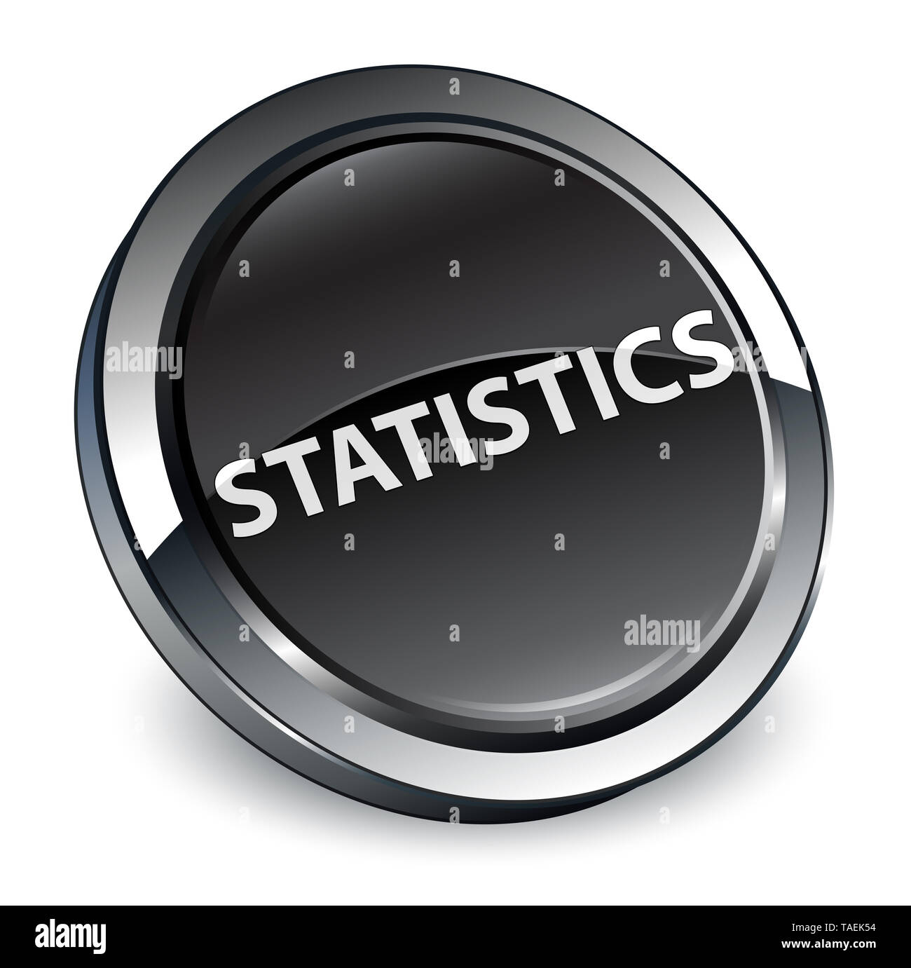 Statistiche isolati su 3d nero pulsante rotondo illustrazione astratta Foto Stock