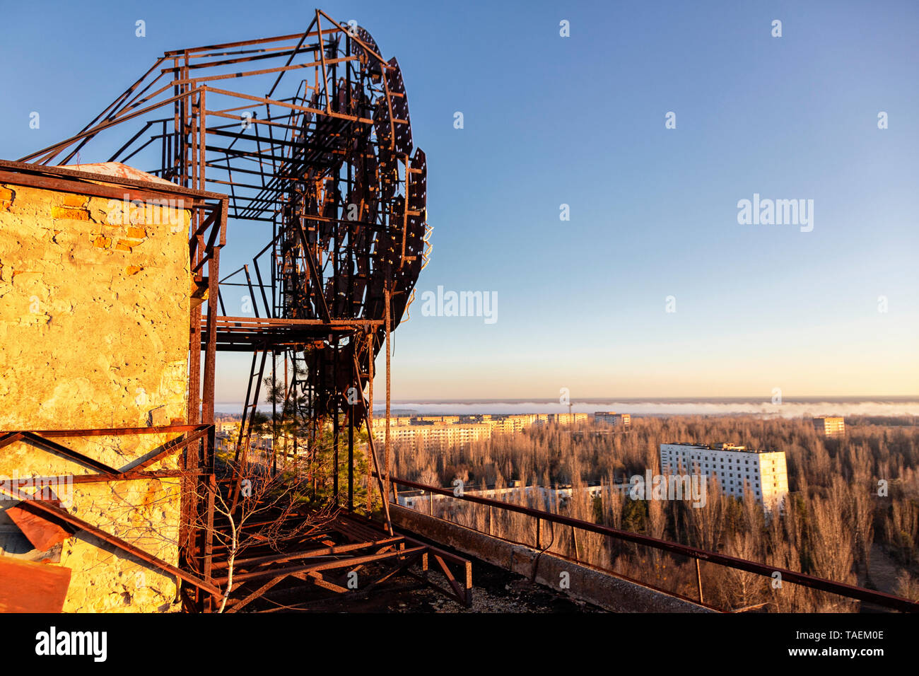 In Pripjat, Ucraina, all'interno della centrale di Cernobil Zona di esclusione Foto Stock
