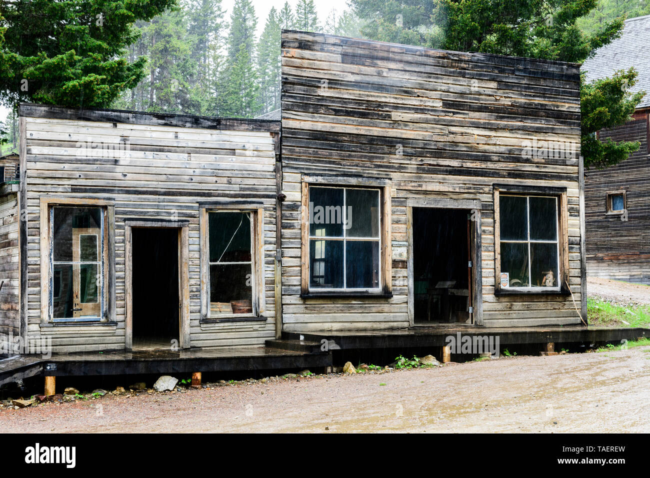 Un vecchio negozio in Granato città fantasma nei pressi di Missoula, Montana negli Stati Uniti. Foto Stock