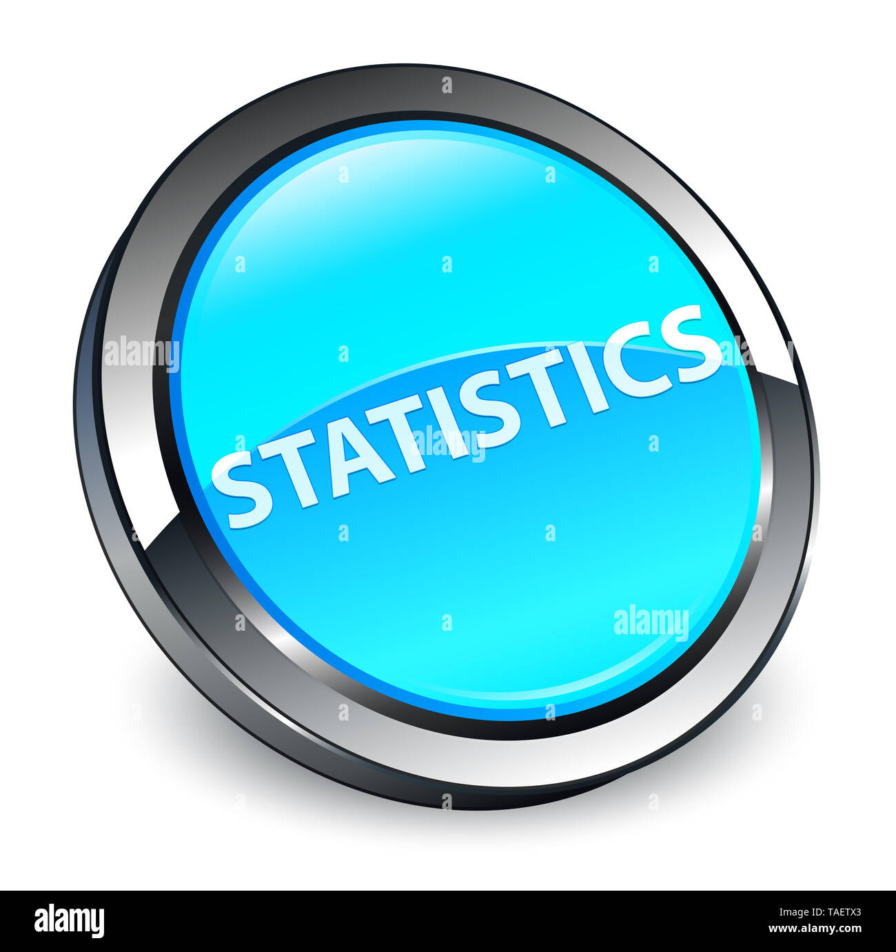 Statistiche isolati su 3d blu ciano pulsante rotondo illustrazione astratta Foto Stock