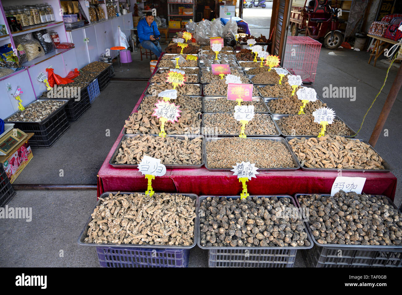 Mercato nella storica città di Dali, Yunnan, Cina Foto Stock
