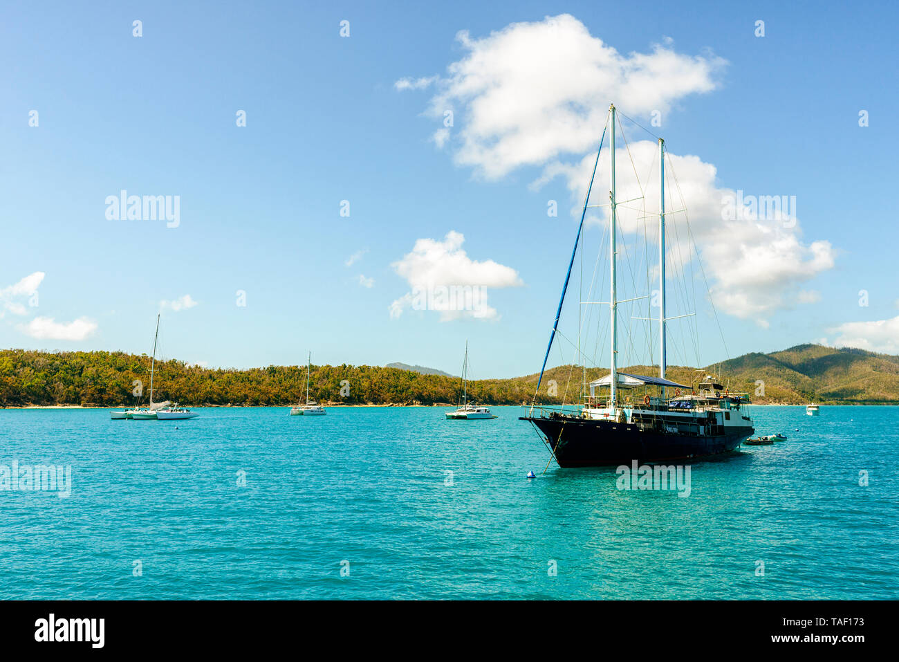 Australia, Queensland, Isole Whitsunday, barche e navi in acqua Foto Stock