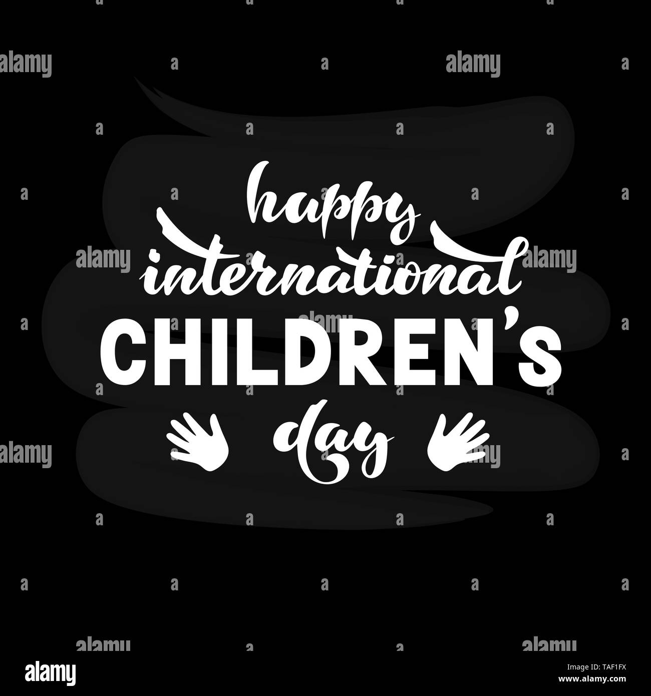 Illustrazione Vettoriale con frase manoscritta - Happy internazionale giorno per bambini Illustrazione Vettoriale