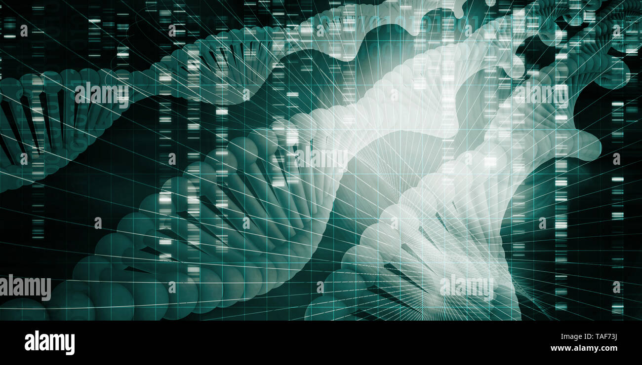 Scienza avveniristica sfondo con i dati di sequenza di DNA Foto Stock