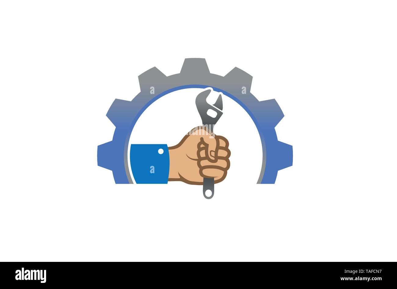 Ingranaggio Creative Chiave servizio mano Logo Design Illustrazione Illustrazione Vettoriale