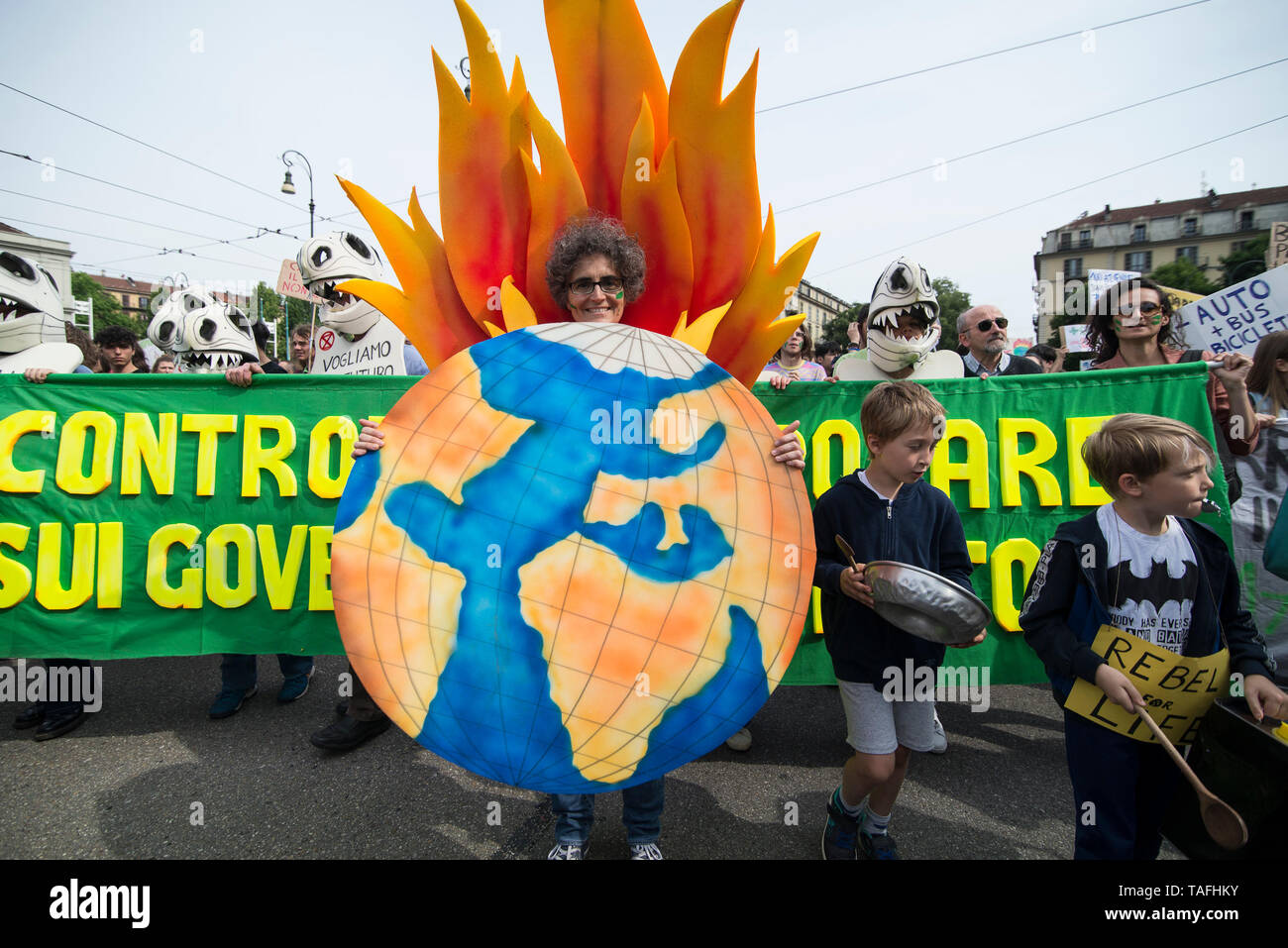 24 maggio 2019 - Torino, Piemonte - Torino, Italy-May 24, 2019: venerdì per il futuro del clima globale evento (immagine di credito: © Stefano Guidi/ZUMA filo) Foto Stock