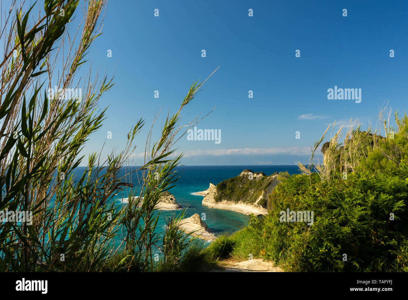 Vista delle scogliere di cape Drastis, Corfù, Grecia Foto Stock