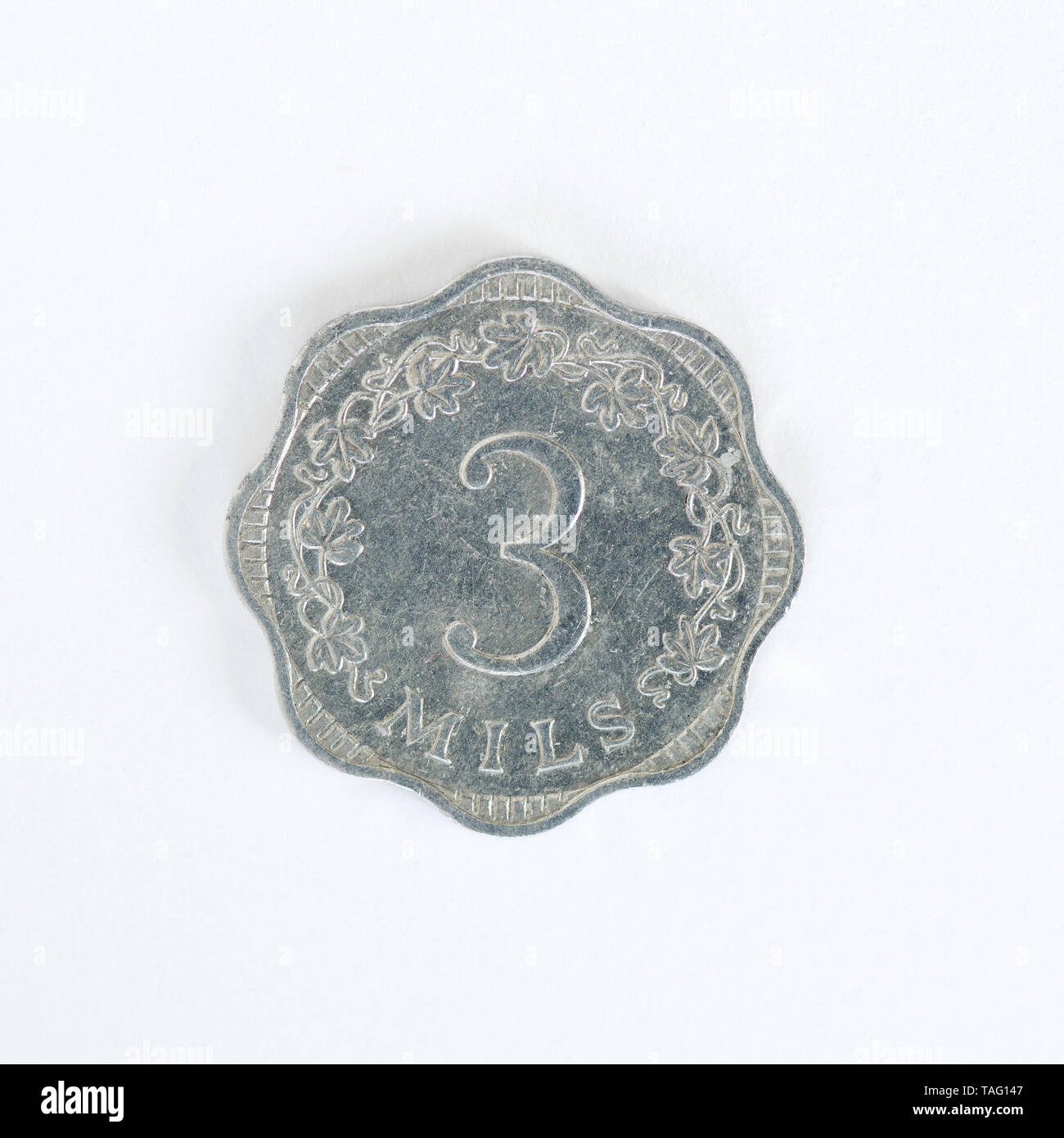 Malta 3 mils coin - 1972 Foto Stock